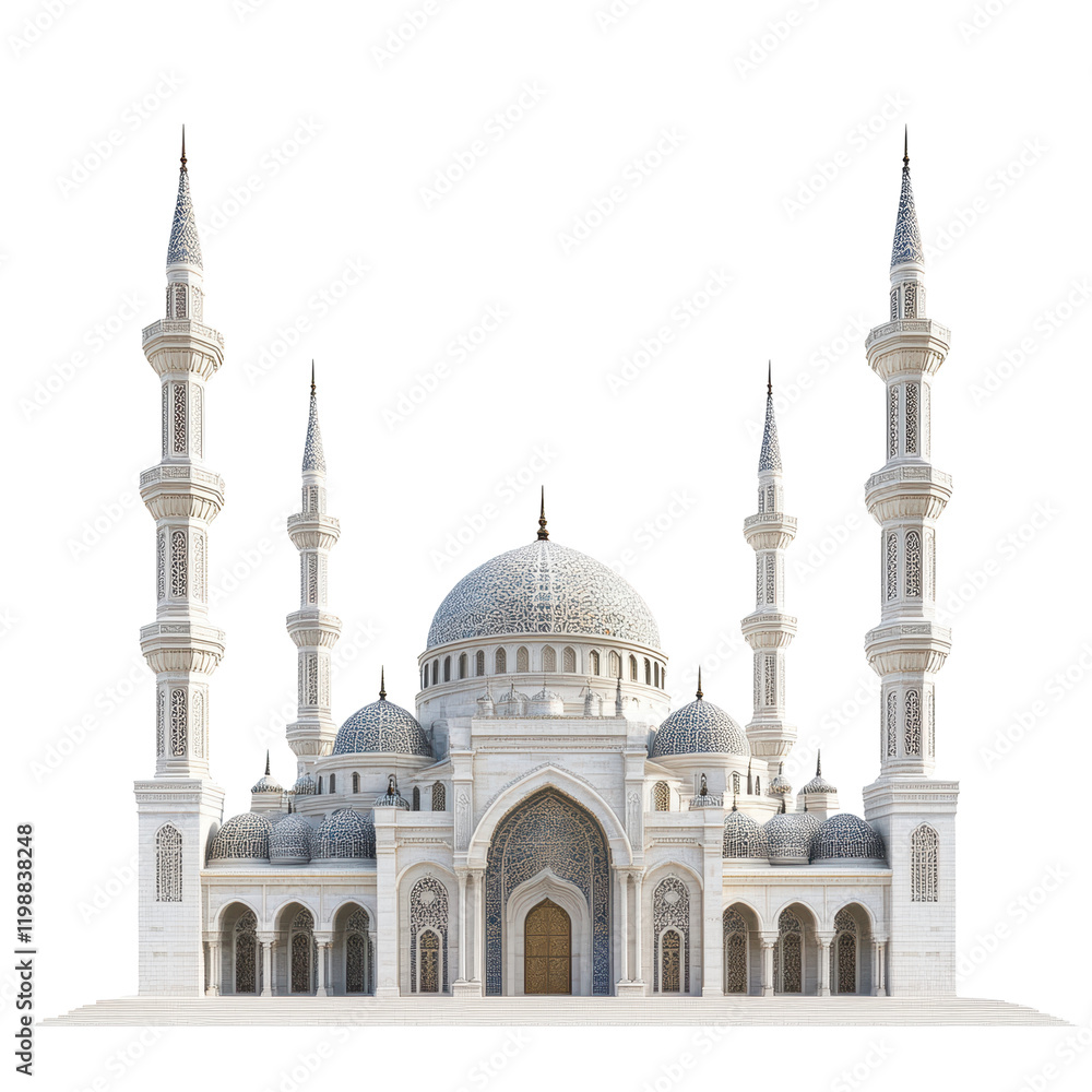 Fototapeta premium Stunning Architectural Marvel of a Grand Mosque with Majestic Domes and Minarets