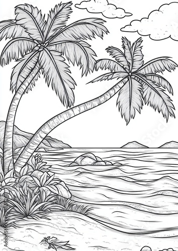 Wallpaper Mural Beach coloring page Torontodigital.ca