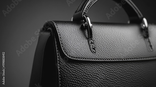 Close-up of black leather bag