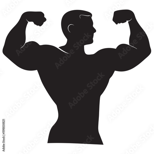 Muscular bodybuilder vector silhouette illustration isolated on white background