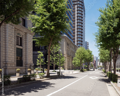 早朝の神戸市の風景