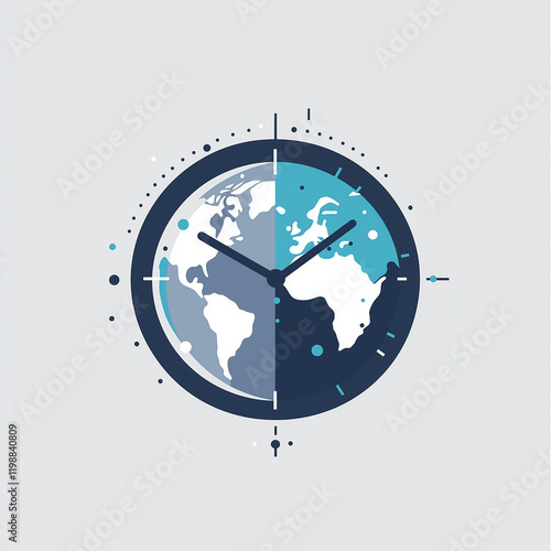 Minimalist world clock with modern globe design
