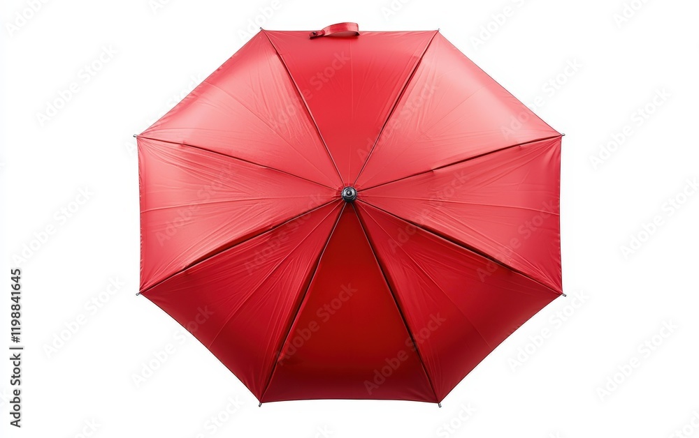 Vibrant red umbrella with a sleek design, isolated on a bright white background Vibrant red umbrella with a sleek design, isolated on a bright white background