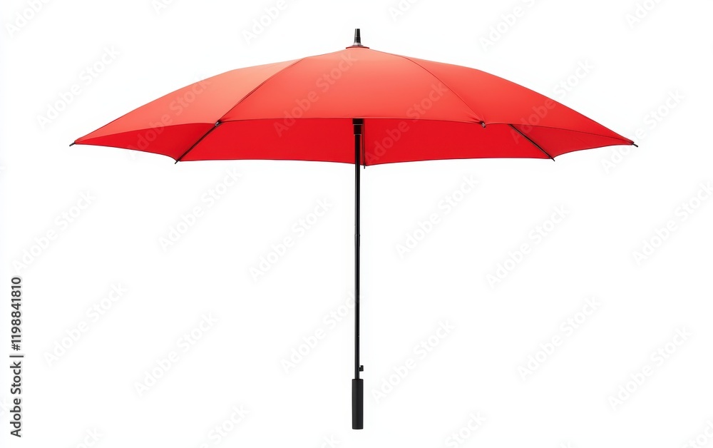 Vibrant red umbrella with a sleek design, isolated on a bright white background Vibrant red umbrella with a sleek design, isolated on a bright white background