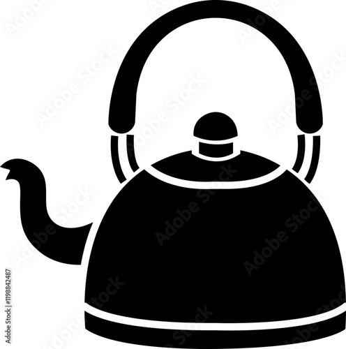 Boiling kettle icon . Hot teapot with steam kitchenware sign flat and line vector isolated on transparent background. Traditional tea kettle for hot beverage or water scrapbooking design