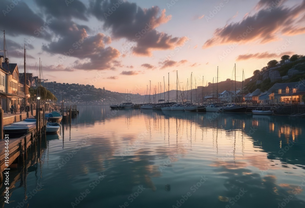 A breathtaking harbour at sunset with a soft cyan tint in the sky, against a backdrop of calm waters and peaceful atmosphere, sunset, breathtaking view A breathtaking harbour at sunset with a soft cyan tint in the sky, against a backdrop of calm waters and peaceful atmosphere, sunset, breathtaking view