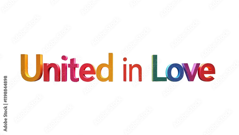 Vibrant 3D Text United in Love Colorful Unity and Togetherness Vibrant 3D Text United in Love Colorful Unity and Togetherness