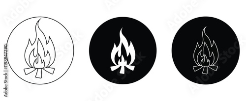Fire flame icon set vector.