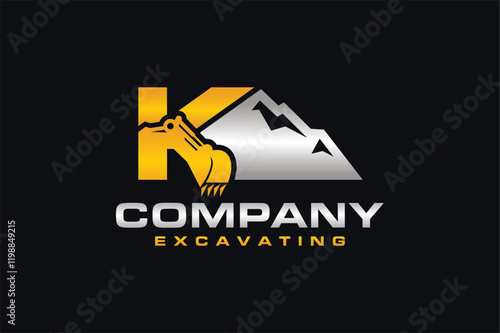 letter K excavator hill logo