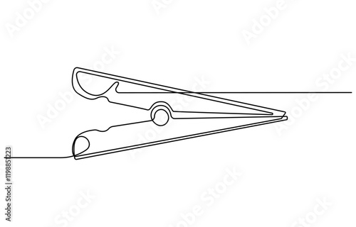 illustration of clothespin one continuous line art, Wooden clothespin in one continuous line drawing vector illustration