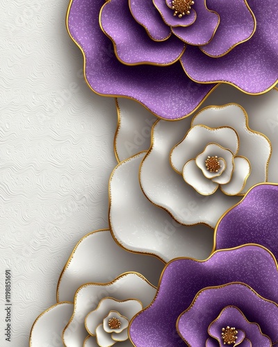 Elegant Purple and White Flowers with Gold Accents
