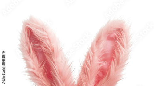 Fluffy pink bunny ears on transparent background photo