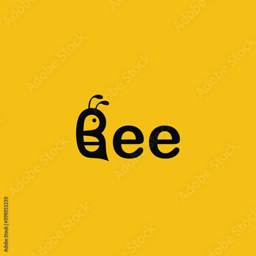 flat design icon logo bee writing