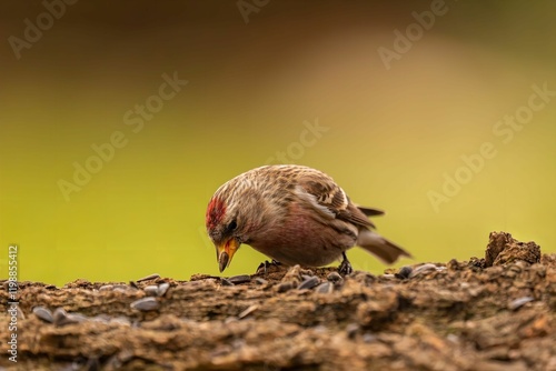 Common Redpoll Feeding on Seeds photo