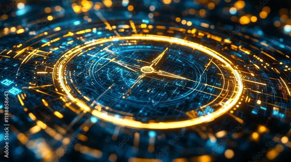 Fototapeta premium Abstract Futuristic HUD Interface Glowing Circular Digital Technology Background