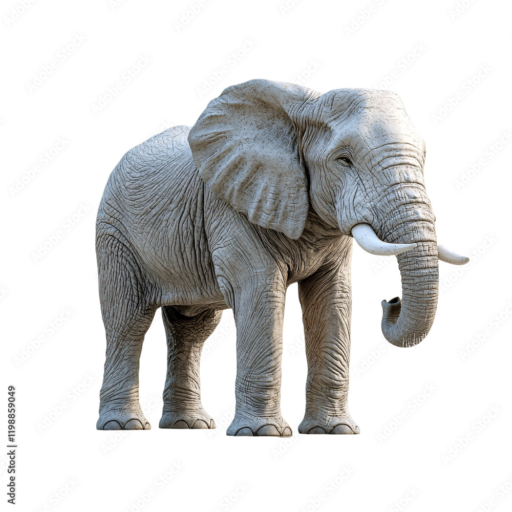 Fototapeta premium A realistic depiction of an elephant standing, showcasing its size and features.