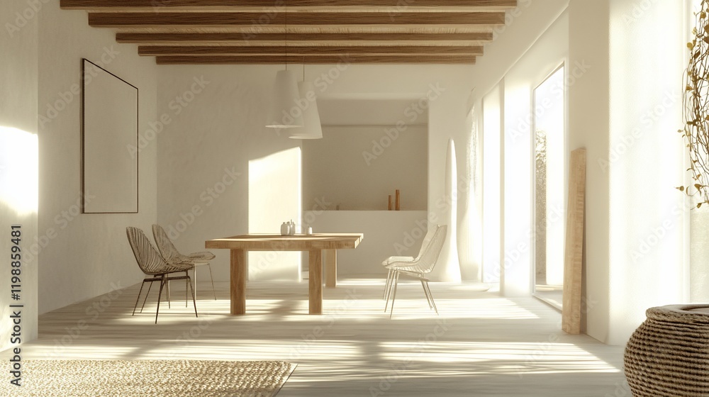 Fototapeta premium Minimalist Dining Room with Natural Light