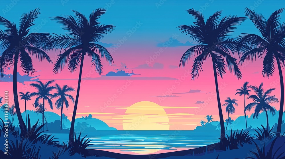 Fototapeta premium Tropical Sunset Beach Scene