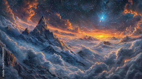 Wallpaper Mural Celestial Peaks: A Dreamlike Landscape Torontodigital.ca