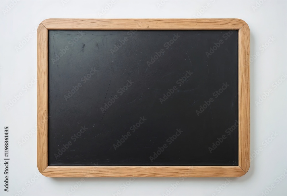 Empty blackboard with a wooden frame ready for drawing or writing in a classroom setting. Empty blackboard with a wooden frame ready for drawing or writing in a classroom setting.