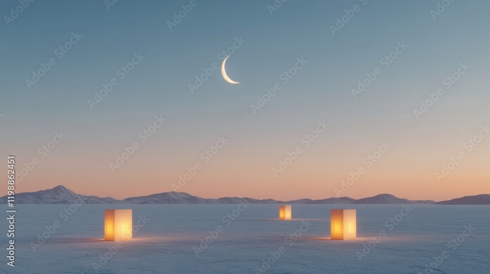 Celestial Ramadan Aesthetic Illuminated Desert Speakers and Lanterns Under Crescent Skies - Ethereal Outdoor Sound Design for Cultural Events and Seasonal Celebrations Celestial Ramadan Aesthetic Illuminated Desert Speakers and Lanterns Under Crescent Skies - Ethereal Outdoor Sound Design for Cultural Events and Seasonal Celebrations