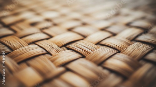 Intricate Woven Texture: A Close-Up of a Brown Woven Mat photo