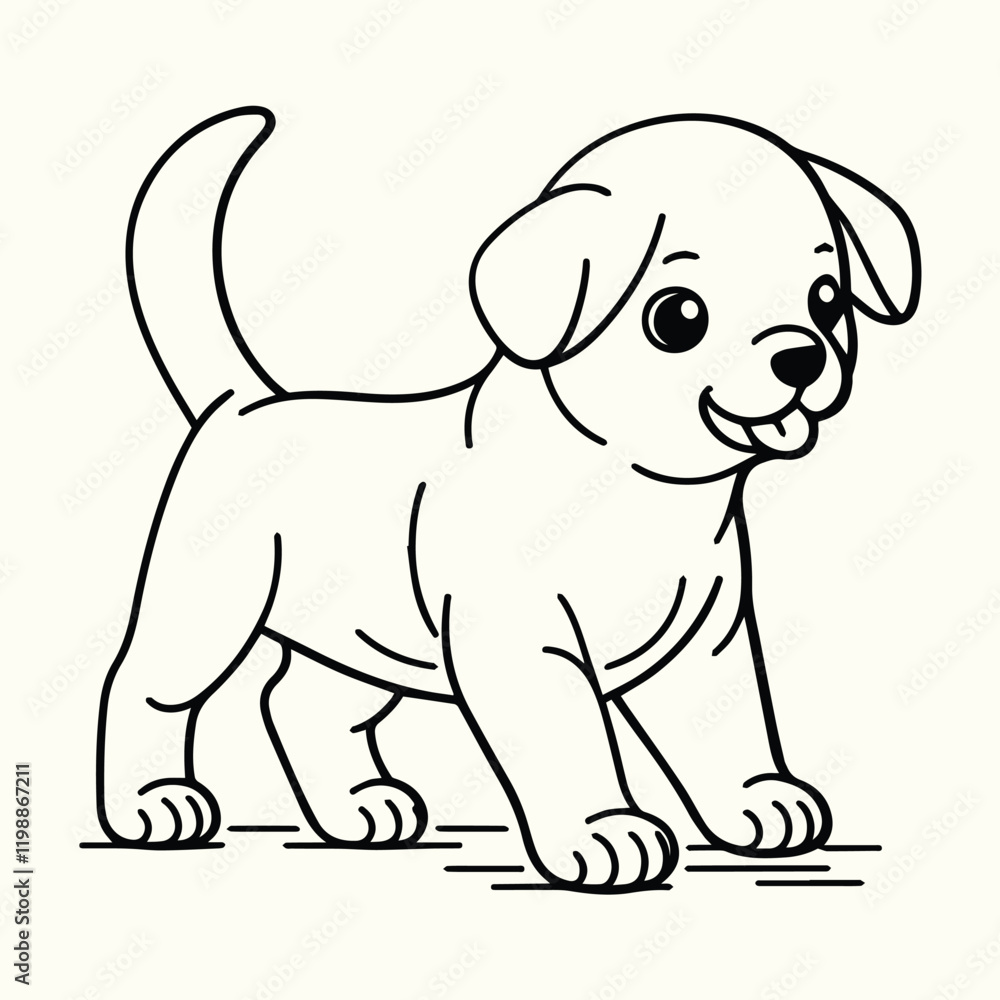 Fototapeta premium Dog Line Art Coloring Page