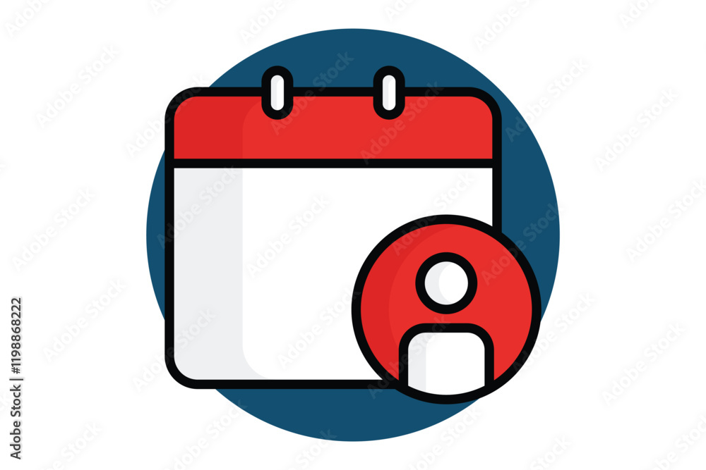Appointment icon. colored outline icon style. calendar with people. icon related to time and date. time elements vector illustration Appointment icon. colored outline icon style. calendar with people. icon related to time and date. time elements vector illustration