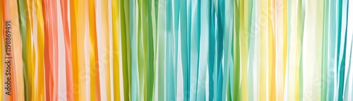 A vibrant abstract background featuring vertical stripes of orange, green, and blue, creating a lively and colorful effect.