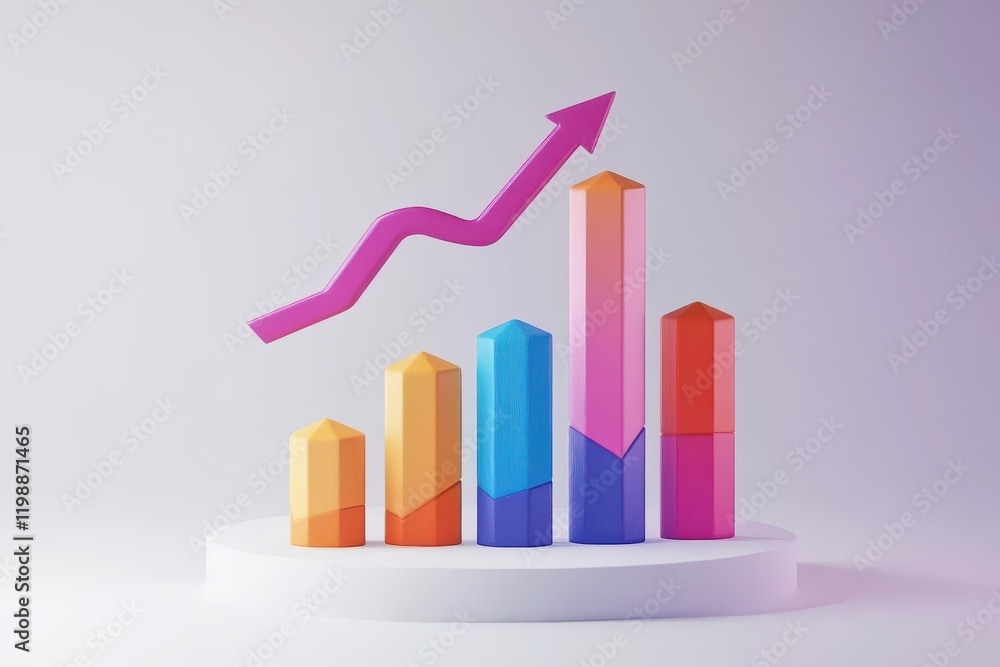 3D Chart Arrow Icon Isolated and White Background 3D Chart Arrow Icon Isolated and White Background