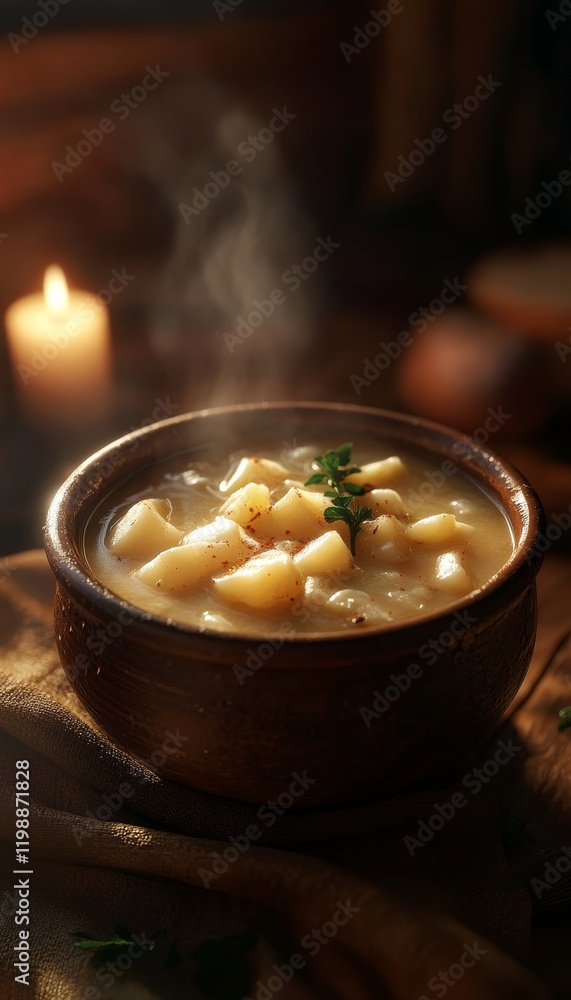 Deliciously creamy crock pot crack potato soup showcased in a cozy rustic setting with warm lighting Deliciously creamy crock pot crack potato soup showcased in a cozy rustic setting with warm lighting