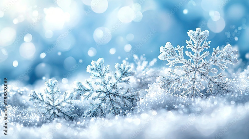 A serene winter scene featuring delicate snowflakes on a soft, snowy background. A serene winter scene featuring delicate snowflakes on a soft, snowy background.