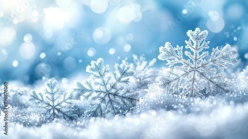 Wallpaper Mural A serene winter scene featuring delicate snowflakes on a soft, snowy background. Torontodigital.ca