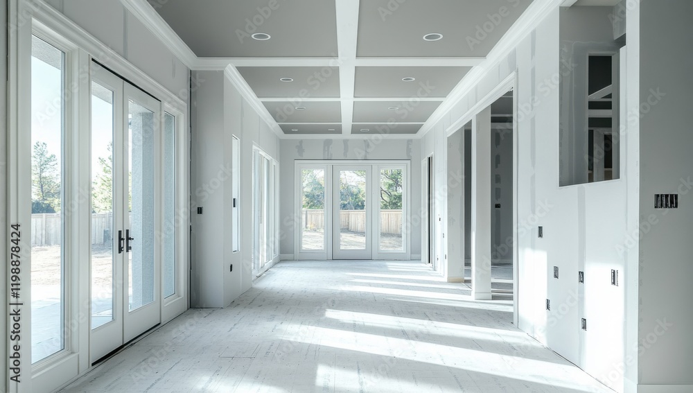 Obraz premium New House Construction: Interior View of an Unfinished Room