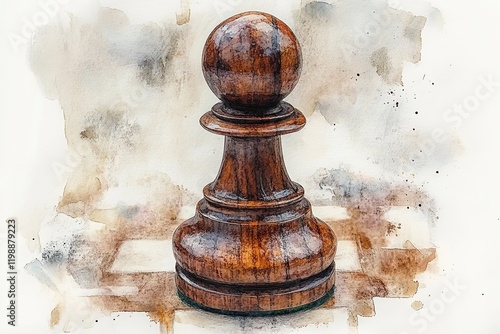 Wallpaper Mural A wooden chess pawn on a blurred background, emphasizing its craftsmanship and design. Torontodigital.ca