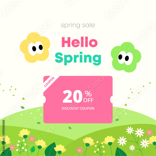 Flower and spring landscape illustration