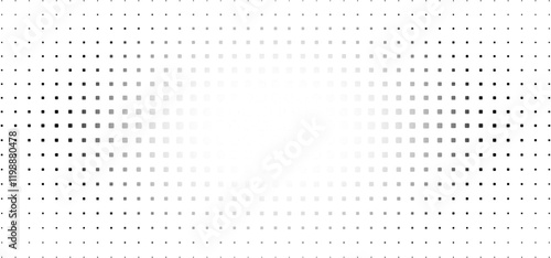 Halftone gradient background with grunge. Grit noise texture with faded edges. Backdrop with pixilated vectors in a retro style Decorative wallpaper with white and black sand noises.