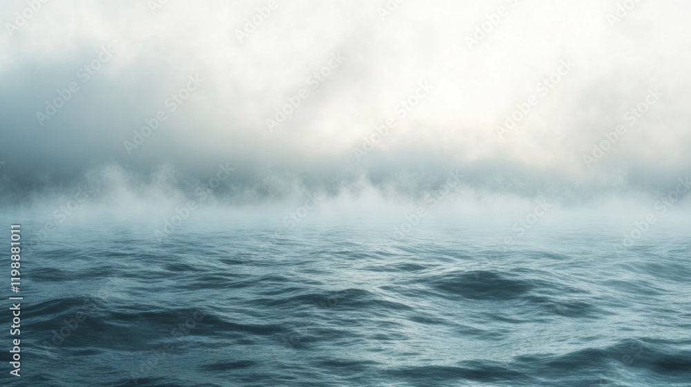 Fototapeta premium Foggy Ocean Landscape with Rolling Waves