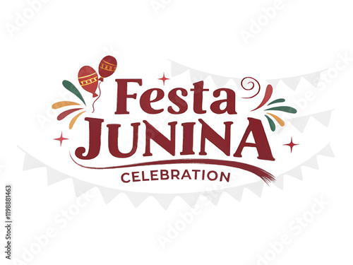 Festa Junina Celebration  text red colour  isolated on white background.PNG transparent
 photo