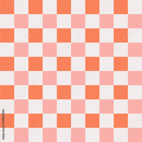 Vector seamless abstract geometric pattern with orange and pink checkerboard