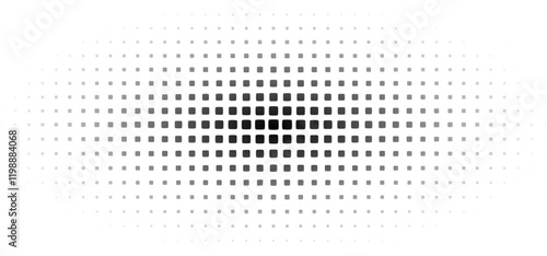 Halftone gradient background with grunge. Grit noise texture with faded edges. Backdrop with pixilated vectors in a retro style Decorative wallpaper with white and black sand noises.