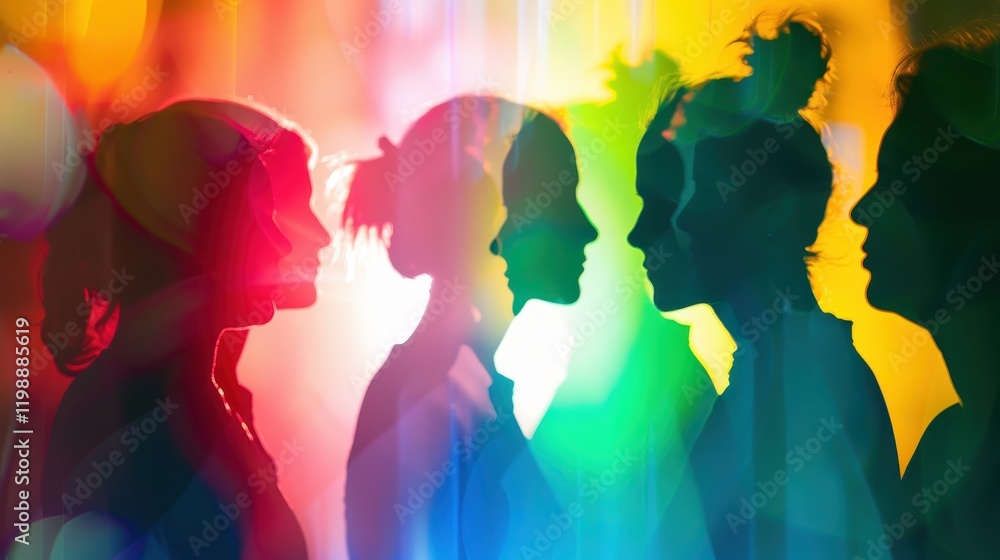 Rainbow Silhouettes Representing Diversity and Unity Among People Rainbow Silhouettes Representing Diversity and Unity Among People