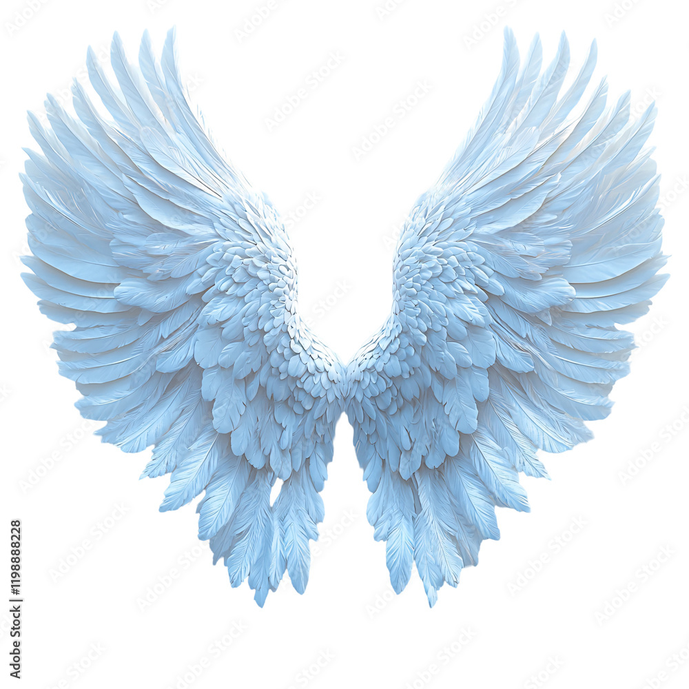 Obraz premium A pair of ethereal blue angel wings, symbolizing freedom and spirituality.