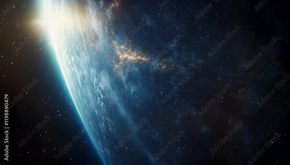 Obraz premium Stunning view of Earth from space with the Milky Way visible -