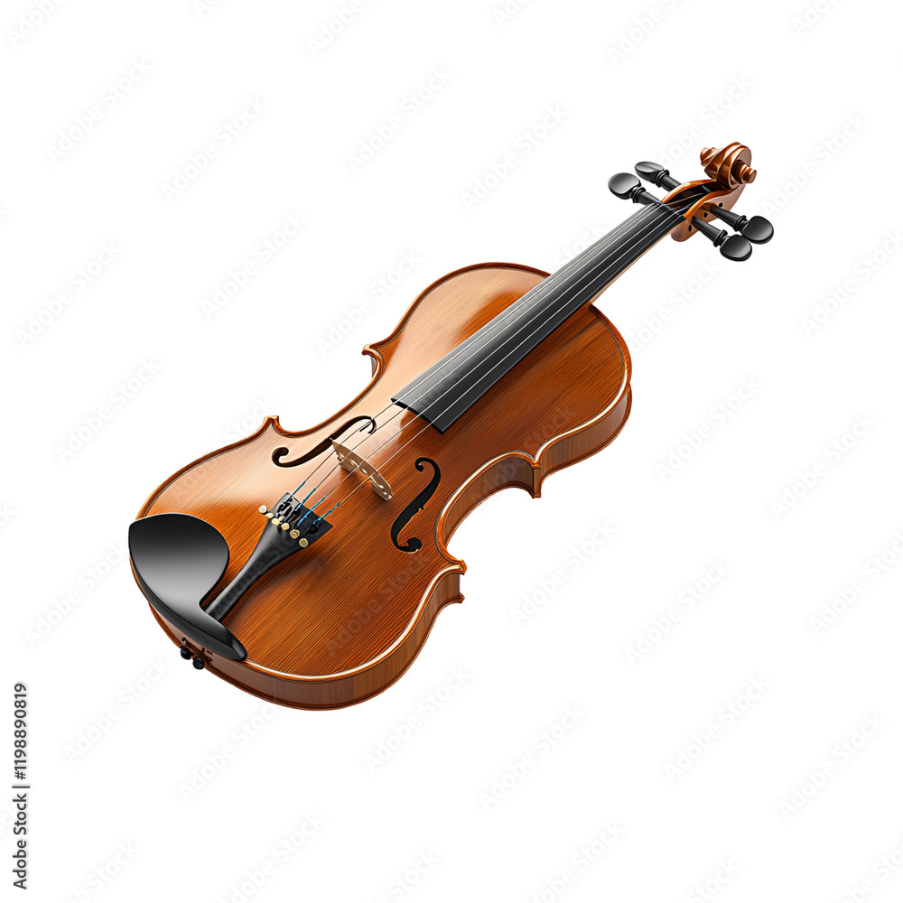 Obraz premium A wooden violin showcasing its elegant shape and craftsmanship for musical performance.