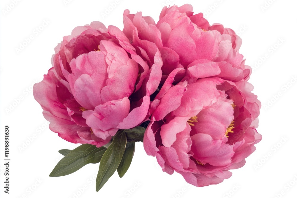 A collection of pink flowers arranged on a white surface, perfect for use as a decorative element or illustration A collection of pink flowers arranged on a white surface, perfect for use as a decorative element or illustration