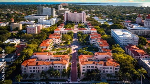Aerial Image of Coral Gables, Miami Florida. Captivating Drone Photo