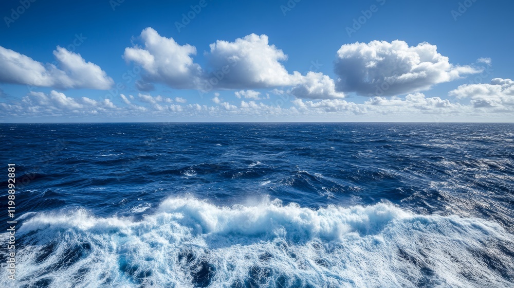 Fototapeta premium Spectacular aerial top view background photo of ocean sea water white wave splashing in the deep sea. Drone photo backdrop of sea wave in bird eye waves.