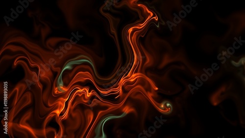 Abstract fiery orange and teal swirls create a dynamic and captivating background image ideal for design projects, website banners, or artistic prints. photo