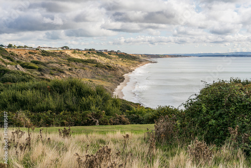 Views of the cliffs and Naish Beach in Highcliffe, Dorset, England, UK